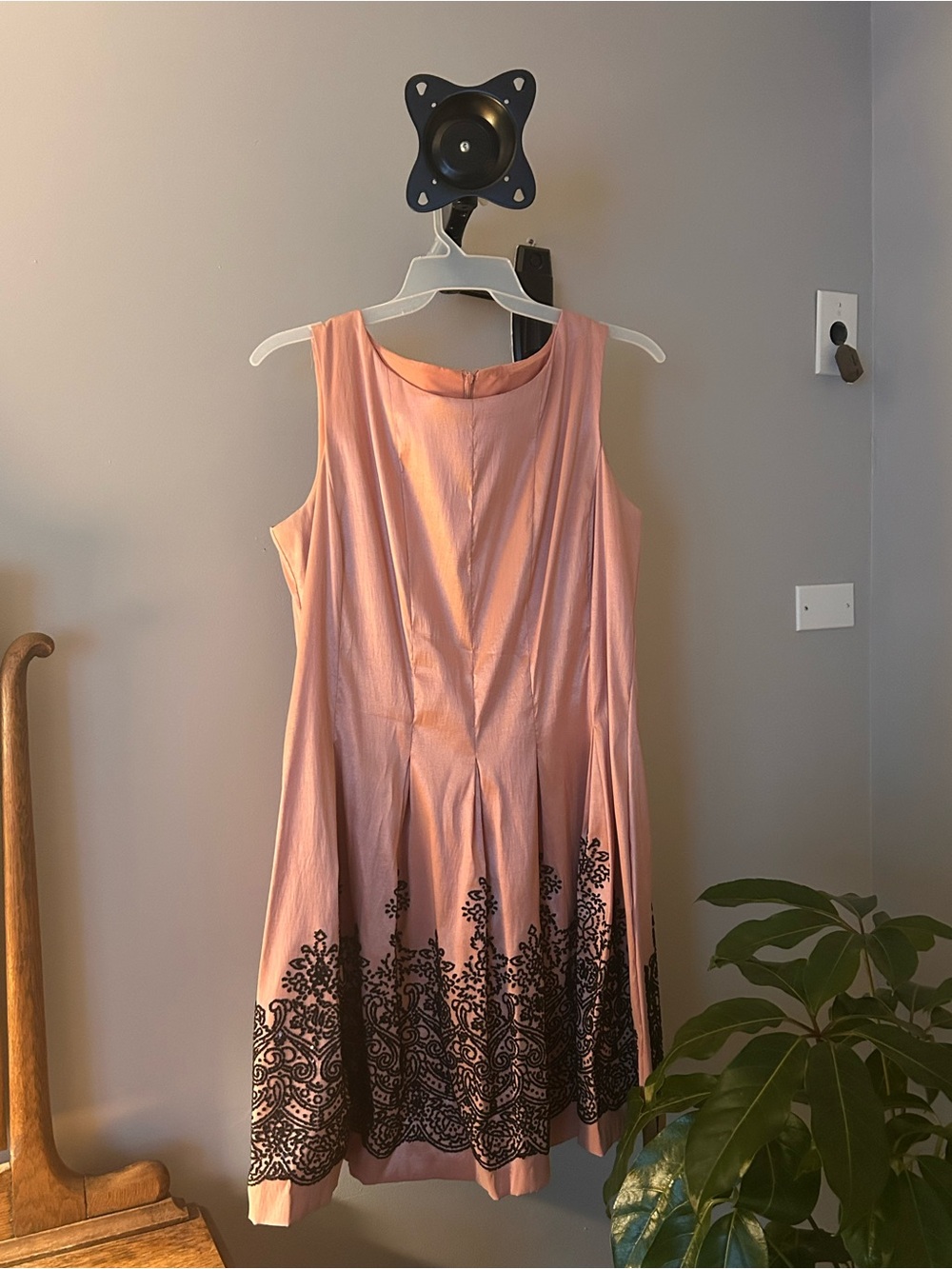 Chetta B Pink Midi Dress with Black Ornate Border